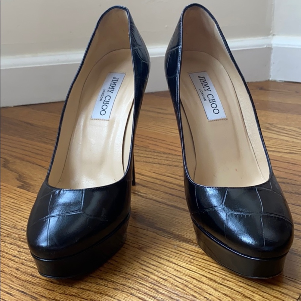 Jimmy Choo platform almond toe pumps